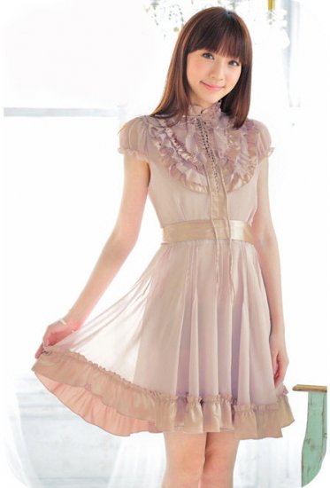 eBeauty*315 - Pink purple nice chiffon + satin Korean Dress