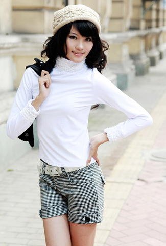 eBeauty*71007 â White high color lace cotton long blouse