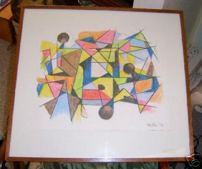 Original Abstract Drawing by Charles Melohs / 1976 / Free Shipping
