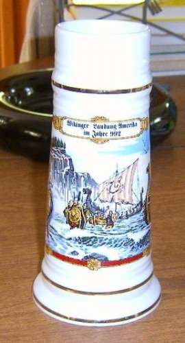Free Shipping 1992 German Stein Illustrated by W F Crailsheim Vikings in America