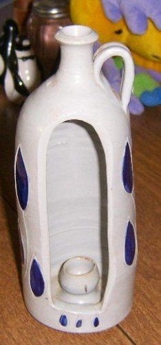 Williamsburg Va. Pottery Wall Hanging Candle Holder Cobalt Blue Decoration