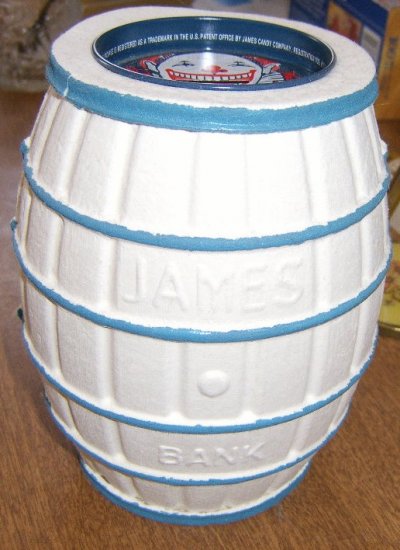 Free Shipping James Bank Atlantic City , NJ Salt Water Taffy Papier Mache Bank
