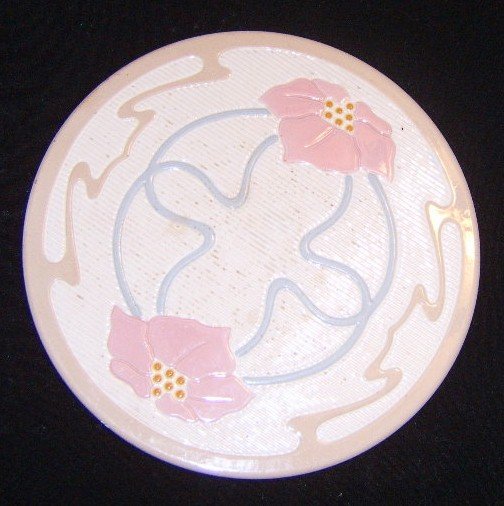 Free Shipping 1906 Art Nouveau Porcelain Hot Plate or Trivet / Pinks and Blues