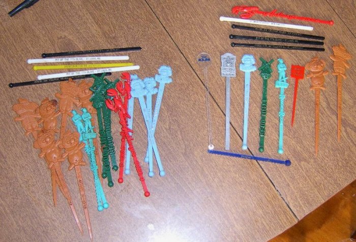 Lot of 36 Vintage Swizzle Sticks / Many are Different Free Shipping