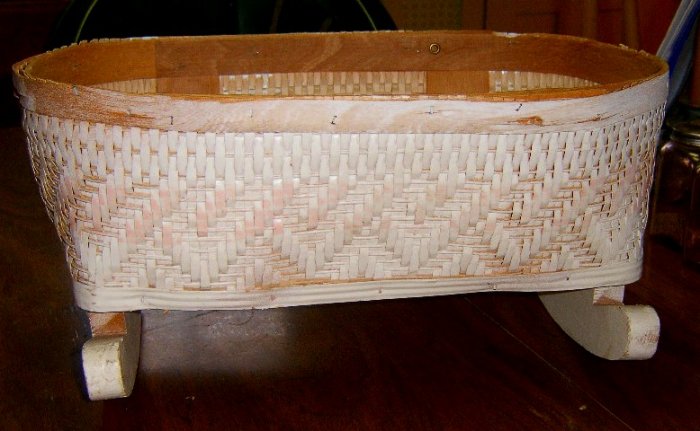 Vintage Toy Basket Weave Doll Cradle on Rockers C. 1960's / Free Shipping