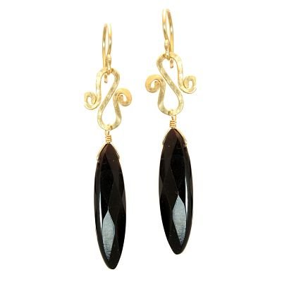 Calico Juno 14k Gold Black Onyx Dangle Earrings