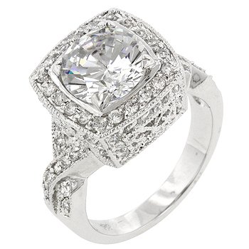 NEW White Gold Silver Classic Style CZ Ring