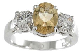 NEW 925 Sterling Silver CZ Genuine Citrine Ring