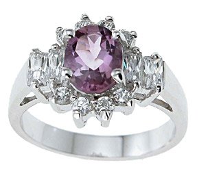 NEW 925 Sterling Silver CZ Genuine Amethyst Ring
