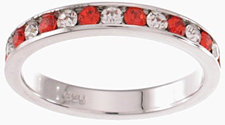 NEW 925 Sterling Silver CZ Ruby Eternity Band Ring