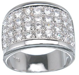 NEW 925 Sterling Silver Platinum CZ Pave Fashion Ring