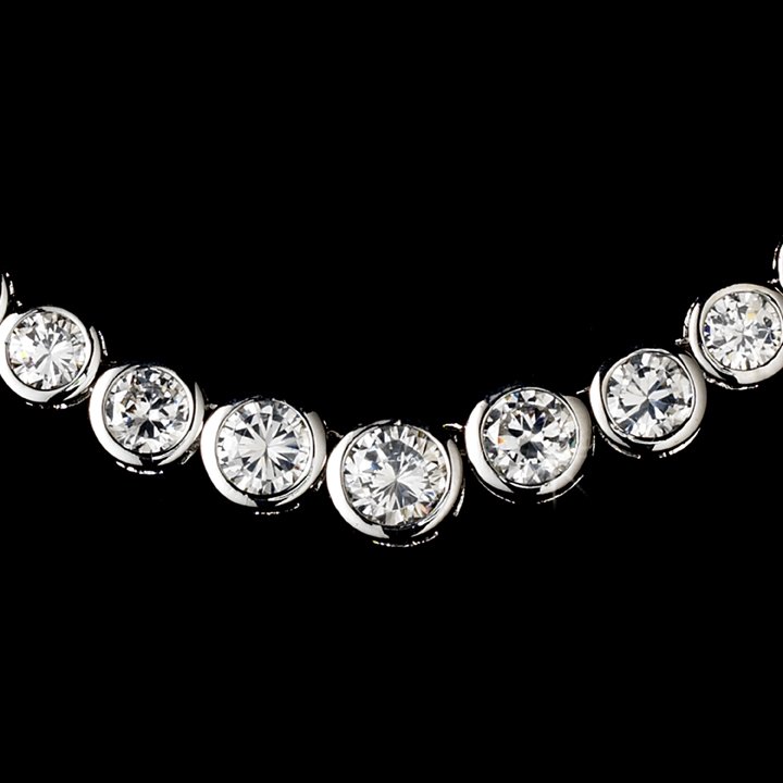Silver Circles of Love CZ Necklace Earring Set