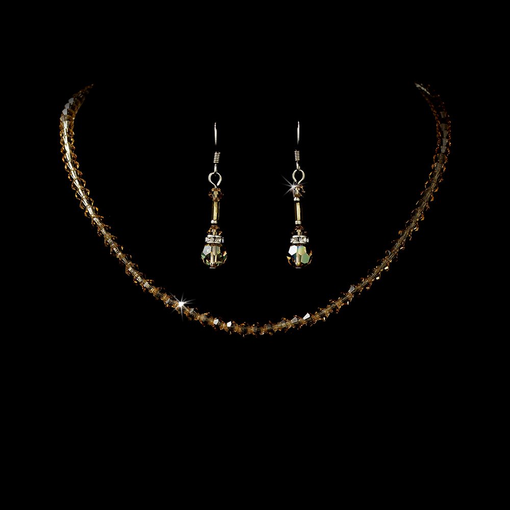 Brown Swarovski Crystal Necklace Earring Set