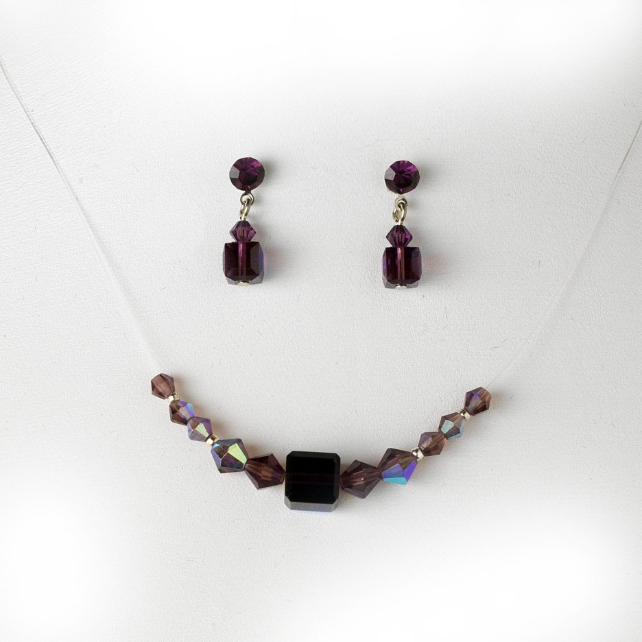 Amethyst AB Swarovski Crystal Necklace Earring Set