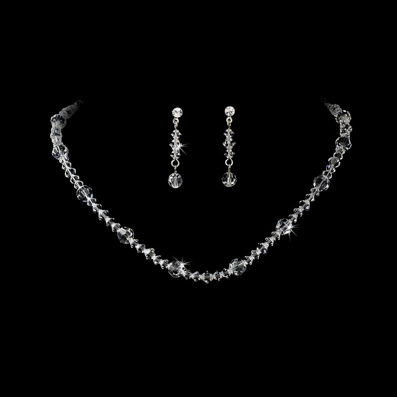 Clear Swarovski Crystal Necklace Earring Set