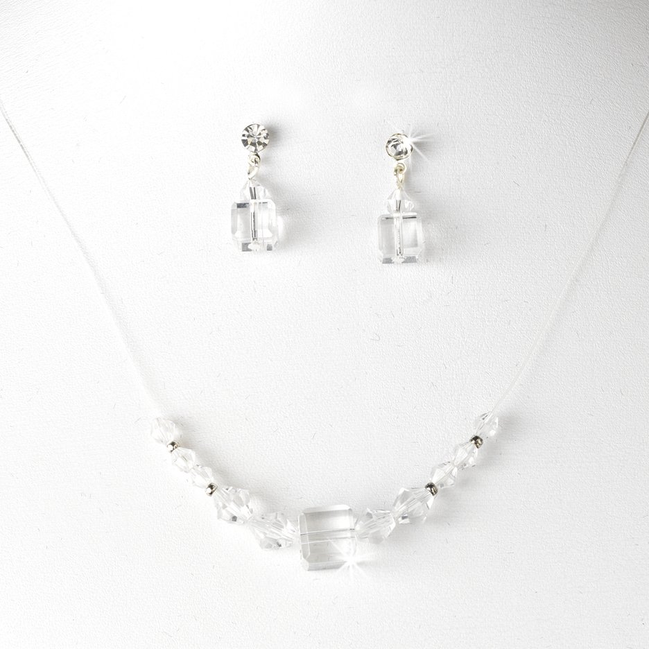 Clear Swarovski Crystal String Necklace Earring Set