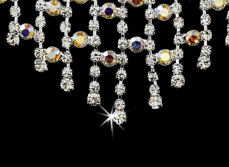 Silver AB Rhinestone Chandelier Necklace Earring Set