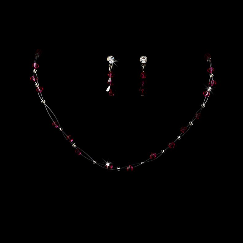 Fuchsia Swarovski Crystal Illusion Necklace Earring Set