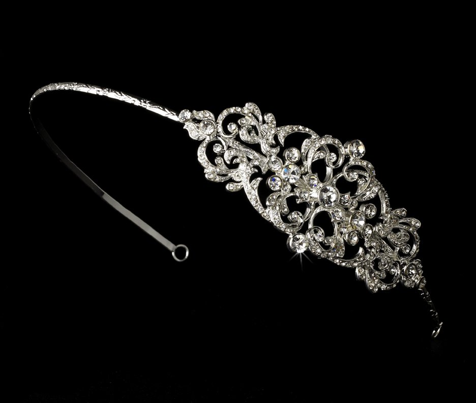 Silver Rhinestone Crystal Vintage Headband Tiara
