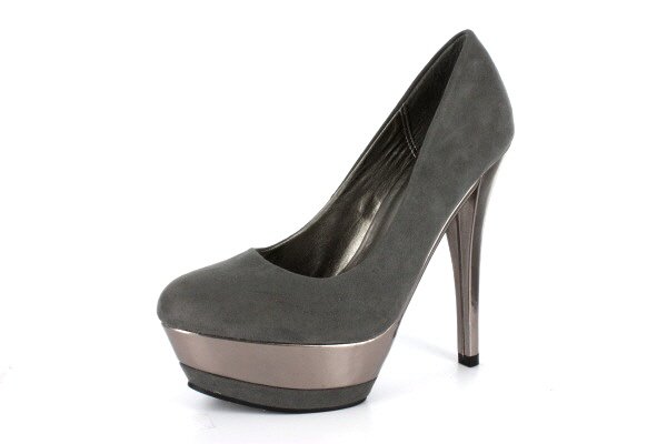 NEW Gray Suede Platform Pumps High Heels Shoes