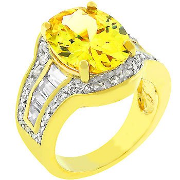 NEW 14k Gold Yellow Cubic Zirconia Cocktail Ring