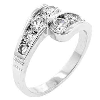 NEW White Gold Silver CZ Anniversary Ring