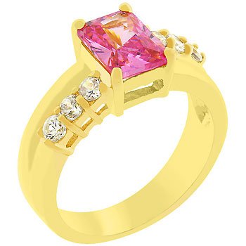 NEW 14k Gold Pink Ice Cubic Zirconia Anniversary Ring