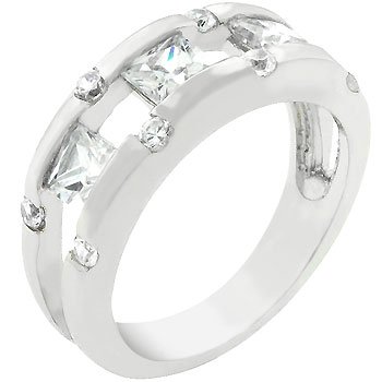 New White Gold Ring Silver Princess Cut CZ Ring