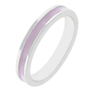 NEW White Gold Silver Pink Enamel Eternity Ring