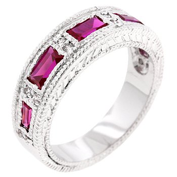 NEW White Gold Silver Garnet Eternity Band Ring