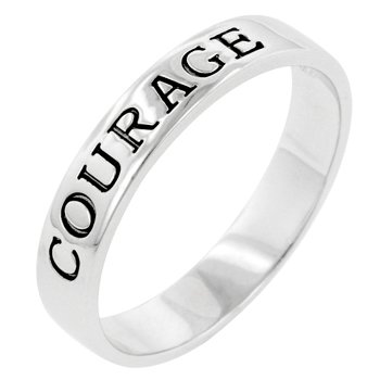 NEW White Gold .925 Sterling Silver Courage Ring