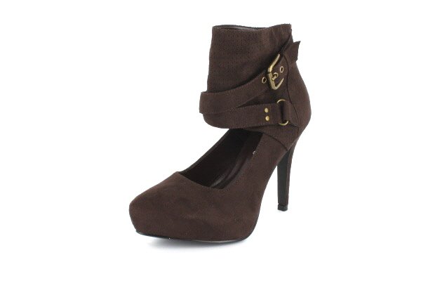 NEW Brown Suede Ankle Platform High Heels Shoes