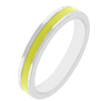 NEW White Gold Silver Yellow Enamel Eternity Ring