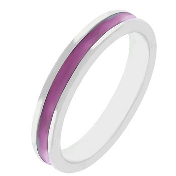 NEW White Gold Silver Fuchsia Enamel Eternity Ring