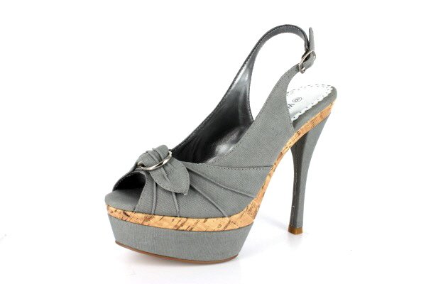 NEW Gray Canvas Slingback Platform High Heels Shoes
