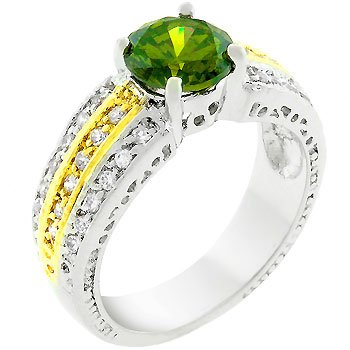 NEW White Gold Olive Cubic Zirconia Cocktail Ring