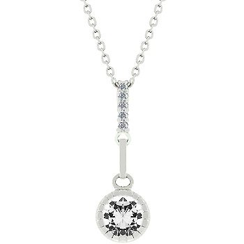 NEW White Gold Silver CZ Topaz Pendant Necklace