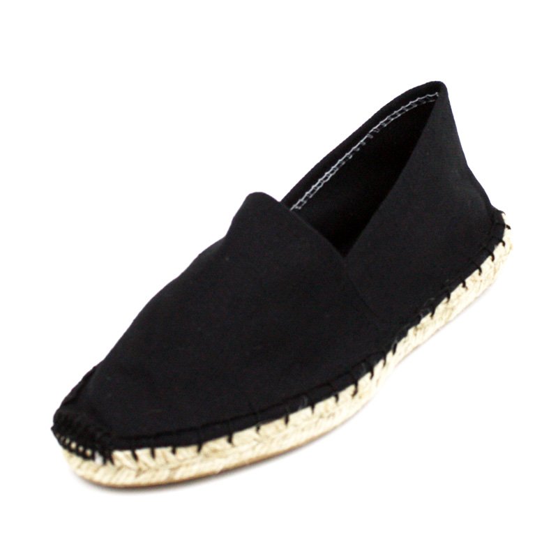 Black Canvas Flat Espadrille Womens Shoes