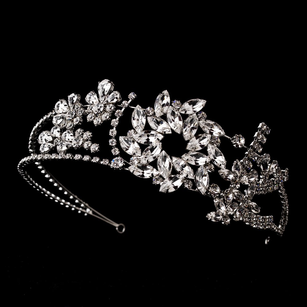 Silver Antique Crystal Wreath Headband Tiara