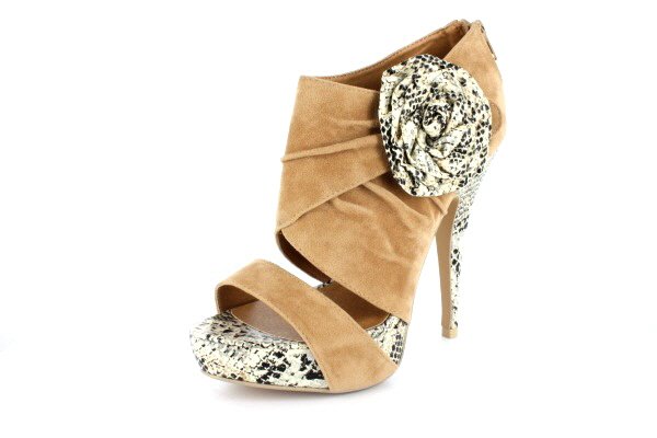 NEW Tan Suede Snakeskin Platform High Heels Shoes