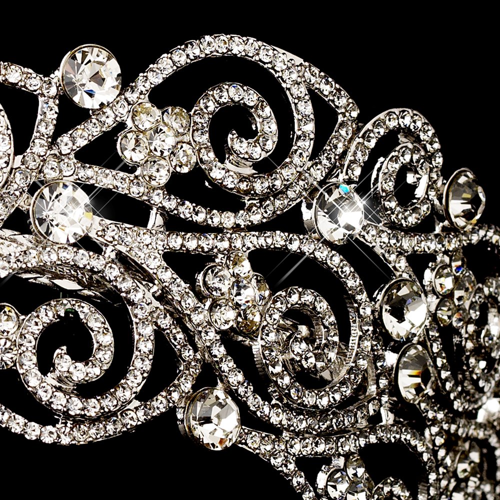 Antique Silver Crystal Bridal Tiara Headband