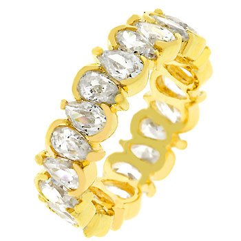 NEW 14k Gold Pear Shaped CZ Eternity Ring