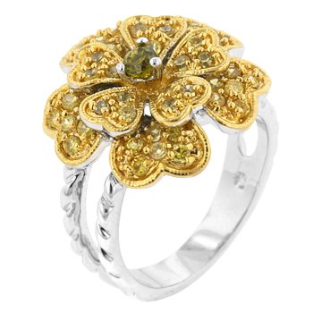 NEW 14K Gold White Gold Yellow CZ Heart Pedal Ring