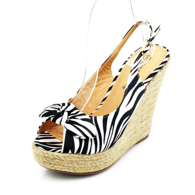 Zebra Print Espadrille Wedge Womens Shoes