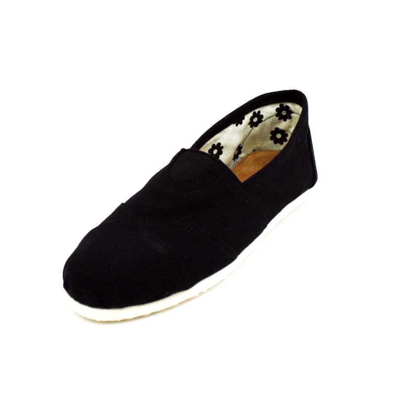 Black Canvas Flats Womens Shoes