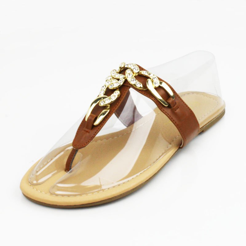 Whisky Rhinestone Chain Sandals Womens Shoes