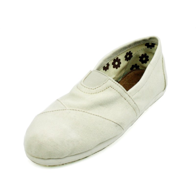 Beige Canvas Flats Womens Shoes