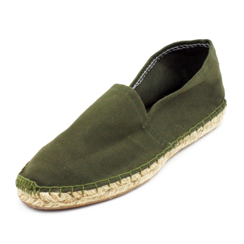 Olive Green Canvas Flat Espadrille Womens Shoes