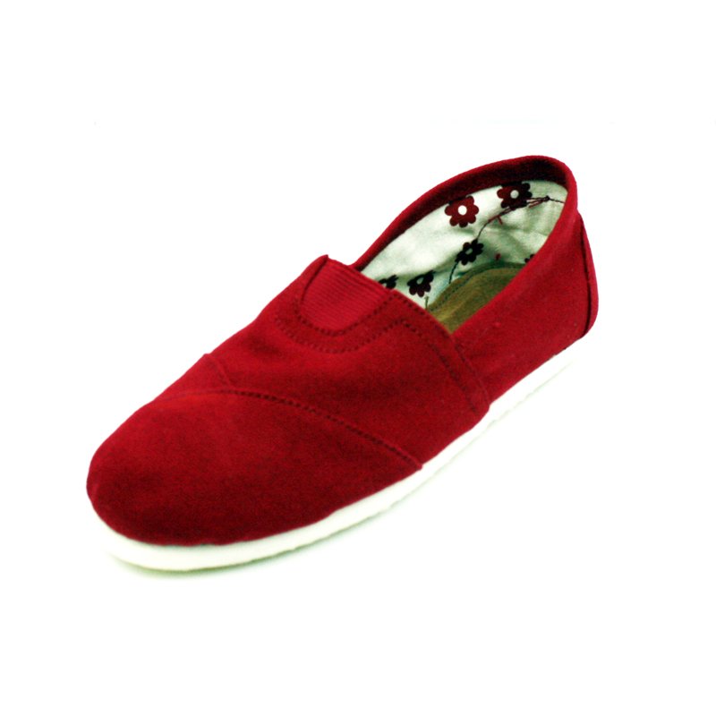 Red Canvas Flats Womens Shoes
