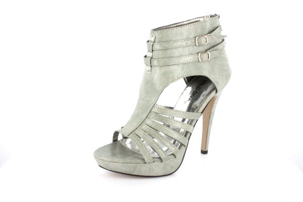 NEW Gray Studded Open Toe Platform High Heels Shoes